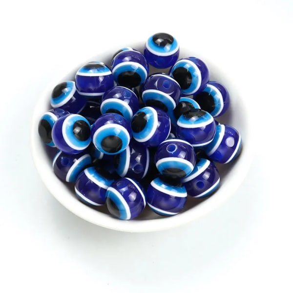 Hot Blue Evil Eye Resin Runda Spacer Beads Turkish Eyes Amulet 4/5/6/8/10/12mm lösa pärlor för prydnadssaker DIY Armband Tillbehör 4MM-100pcs