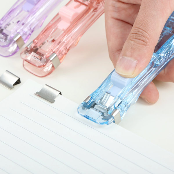 Khinsun Pappersklipper Häftställare Push Klämningsfil Dokument Bindning Verktyg Stapling Maskin Pappersklipp Med Påfyllningar Kontorsmateriel Pink