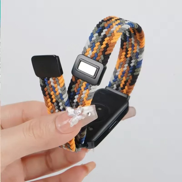 Nylonflätat armband för Huawei Band 10 9 8 Justerbart magnetspänne Armbandsur Huanwei Band 10/9/8 Tillbehör correa Red For Huawei Band 8