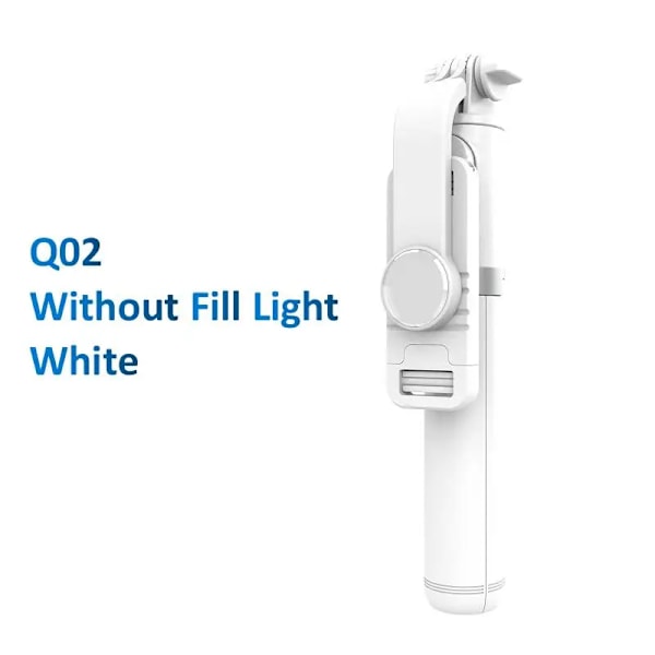 Bärbart Selfie Stick Stativ Utdragbart Trådlöst Bluetooth Fjärrkontroll Bärbart Smartphone Stativ Fäste för Ios Android Telefon Q02 White