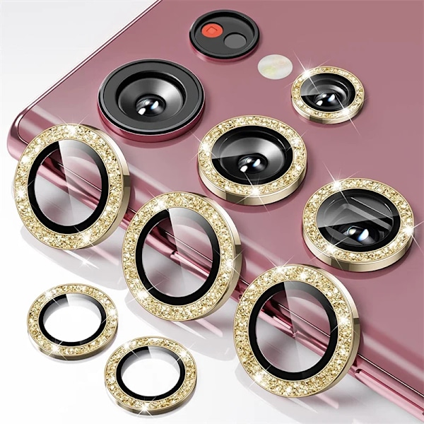 Lämplig För Samsung Galaxy S25Ultra S23 S24 Ultra S24 Plus S22Ultra Diamant Glänsande Färgglad Mobiltelefon Linsskyddsfilm Gold For Samsung S25 Plus