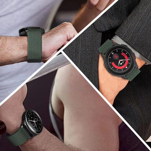 20mm 22mm Klockarmband för Samsung Galaxy Watch 7/6/4/5/Pro/6 Classic/S3/active 2 Band Flätat Armband Huawei GT 23 GT4 GT5 46mm Green 22mm watch strap