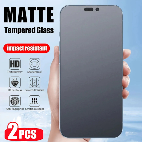2 ST Matte HD Härdat Glas För iPhone 11 12 13 14 15 16 Pro Max Glas För iPhone 14 15 16 Plus Glas Skärmskyddsfilm For iPhone 13 High Definition