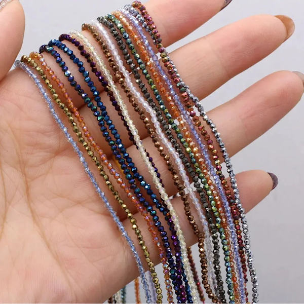 2 mm 2 st/ Set Natursten Spinell Färgglada Små Pärlor Fasettslipade glaspärlor för smyckestillverkning DIY Halsband Armband Tillbehör White