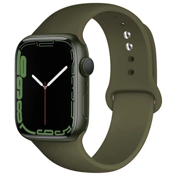 Silikonarmband för Apple Watch-remmar 49mm 40mm 44 mm 45mm 46mm 42mm 41mm 38mm sportarmband iWatch serie 10 9 8 3 SE ultra 2 60 dark olive 38 40 41 S10-42mm SM
