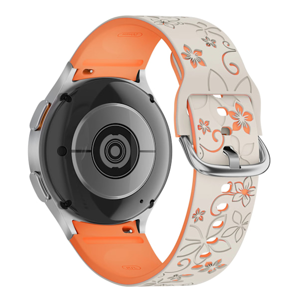 Graverat silikonarmband för Samsung Galaxy Watch 7 FE/6 4 Classic/5 Pro 45 Utan Glipor Sportarmband Galaxy Watch 7 Armband 44mm 40mm black-orange Galaxy Watch7 40mm