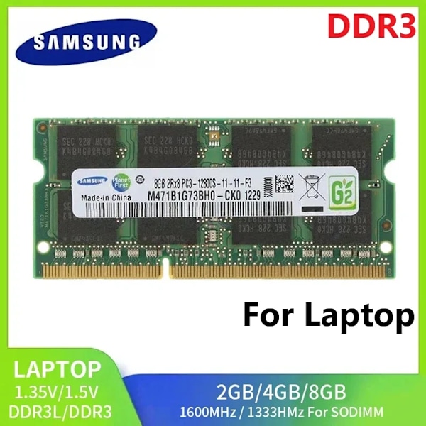 SAMSUNG DDR3 DDR3L Minne Ram SODIMM Laptop RAM 8GB 4GB 2GB 1333 1600Mhz 1866MHz Högpresterande Notebook SO-DIMM RAM 1.35/1.5V 1PCS 1.5V 8GB 1600