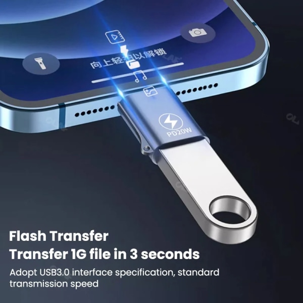 Elough-Adaptateur USB 3.0 mot Pluies OTG för iPhone, Macbook, iPad, Charge Rapide, Connecteur USB Femelle vers iOS Mâle, Convertisseur de Disque U Orange