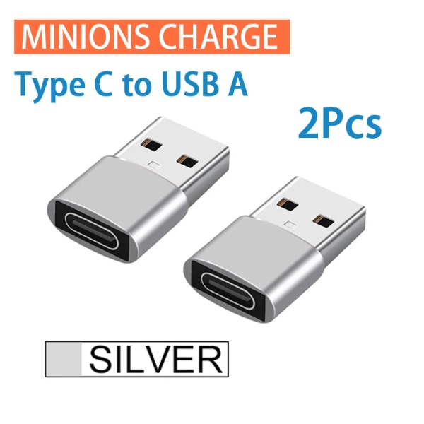 Adaptator USB vers typ C OTG 2 delar USB USB-C mâle vers micro USB typ-c convertisseur femelle pour Macbook Samsung S20 USBC-kontakt OTG Silver add Black