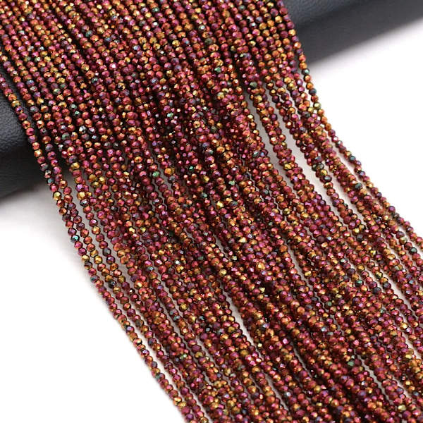 2 mm 2 st/ Set Natursten Spinell Färgglada Små Pärlor Fasettslipade glaspärlor för smyckestillverkning DIY Halsband Armband Tillbehör Red