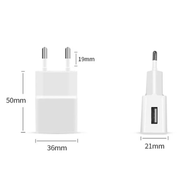 5V/2A Telefonladdare för Samsung S6 S7 S8 S20 Note20 10 9 8 Dubbel USB Hem Reseladdare Mobiltelefon Ström EU 1usb White