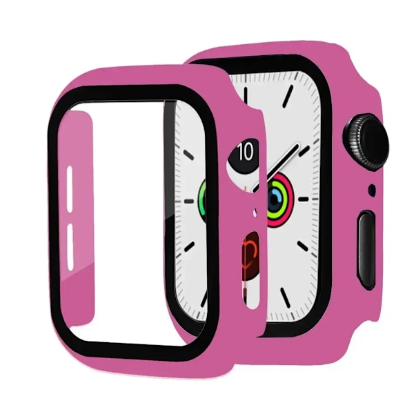Glas+skal för Apple Watch Fodral 40mm 44mm 38mm 42mm stötfångare Skärmskydd för Apple Watch Tillbehör 9 8 7 6 5 4 3 41mm 45mm Barbie powder 23 Series 7-8-9 41mm