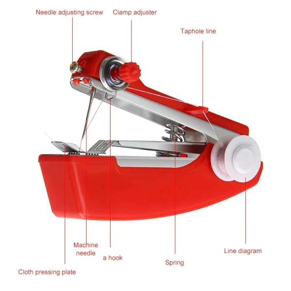 Machine à coudre portable sans fil pour bricolage, outils de couture, pratique, grossier, bricolage, extérieur, voyage, vêtements, determiner Pink