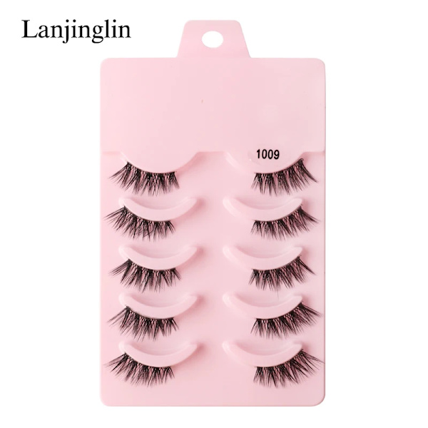Half Eey Lashes 3/5/10 Par Nya Faux Mink Lashes Naturliga Falska Ögonfransar Wispy Fluffig Ögonfrans Extension Makeup Halv Lashes Verktyg 5pairs-1009