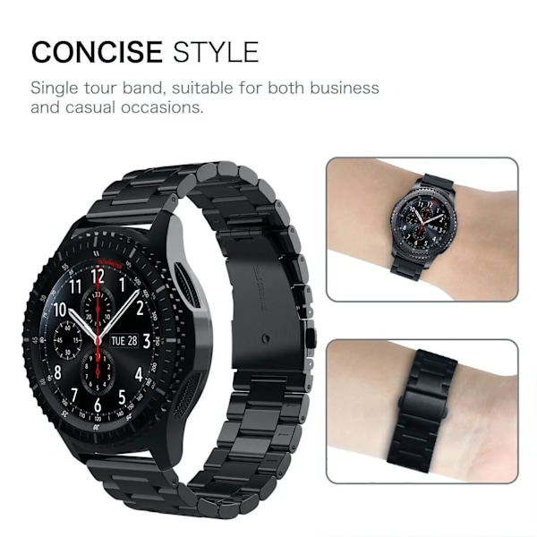 22mm 20mm Armband för Samsung Galaxy 7 6 5 4 40/44mm 6Classic Gear S3 Active2 Rostfritt Stål Armband för Huawei GT3 4Pro Amazfit starlight 20mm