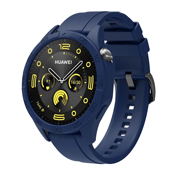 Silikonarmband för Huawei Watch GT4 GT5 46mm Ersättningsarmband + Skyddsfodral Navy Blue Bundle Huawei GT4 GT5 46mm