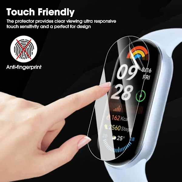 Flexibla TPU Skärmskydd för Xiaomi Mi Band 9 Mjukt Anti-repa Hydrogel Film för Xiaomi Band Mi Band 9 Tillbehör for Mi Band 9 2PCS