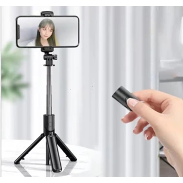 Bluetooth Trådlös Selfie Stick Mini Stativ Utdragbar Monopod Fjärrutlösare För iPhone Samsung Xiaomi Telefonhållare black