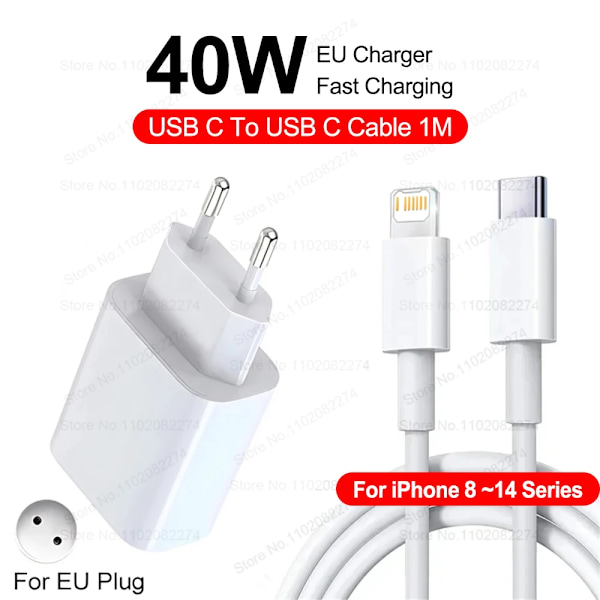 PD 40W Snabbladdare för iPhone 14 13 12 11 15 16 Pro Max Telefonladdare för iPhone 15 16 Plus USB C-kabel Snabbladdning Datakabel 40W For iPhone 8-14