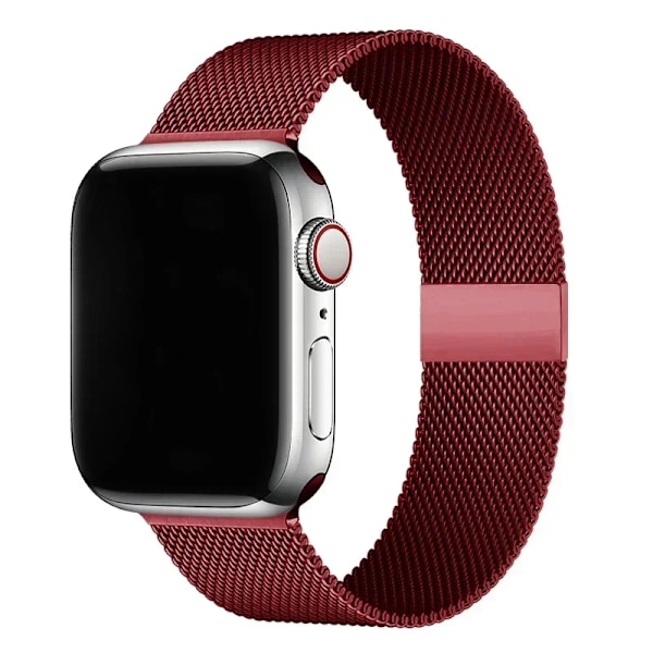 Milanese Loop för Apple Watch armband 44mm 40mm 45mm 41mm 42-38-44mm rem ultra 2 49mm metallarmband iwatch series 9 8 7 6 SE 5 4 3 26 red 38mm 40mm 41mm