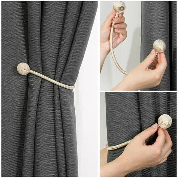 2-pack Magnetiska Gardinkrokar Tieback Högkvalitativa Klämmor Gardinspänne Hållare Dekorativa Hem Polyester Gardintillbehör 2pc Deep blue