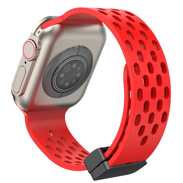 Magnetisk Rem För Apple Watch Ultra Band 49Mm 44Mm 45Mm 41Mm 40Mm 42Mm 38Mm Silikone Correa Armband Iwatch-Serien 8 Se 7 6 5 4. Red 42MM 44MM 45MM 49MM