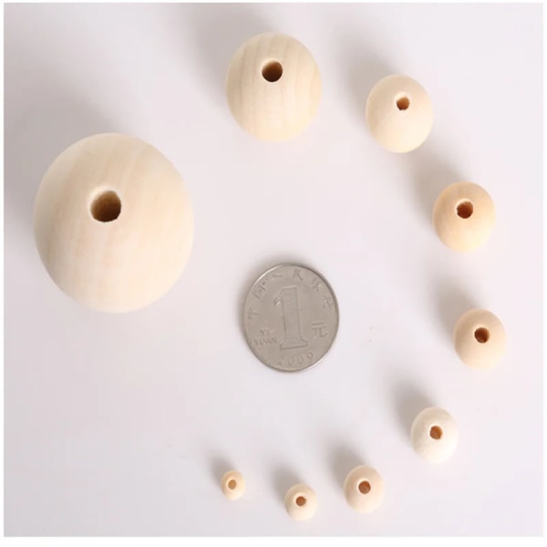 10/50/100 st 6-25 mm naturligt trä Rund lös distanspärla DIY Blyfri Ball Charms Halsband Smyckenstillverkning Handgjorda tillbehör 1