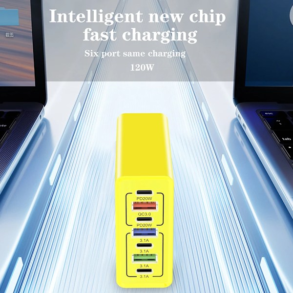 USB C Laddare Totalt 120W Multiportar Snabbladdning Telefon Strömladdare För iPhone Samsung Xiaomi Huawei EU US Väggladdare EU Black