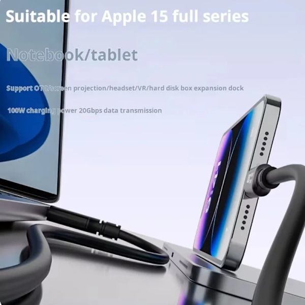 USB C till C 100W 5A PD Snabbladdningskabel 20Gbps USB3.2 Gen2x2 8K 4K Videoutgångskabel för Laptop Surfplatta Mobiltelefon Hårddisk 100W 20Gbps 2m