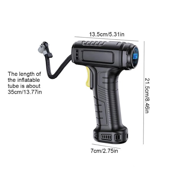 Suitu 120W Handhållen Luftkompressor Trådlös / Tråd Uppblåsbar Pump Bärbar Luftpump Däckuppflator Digital För Bilcyklar Bollar C