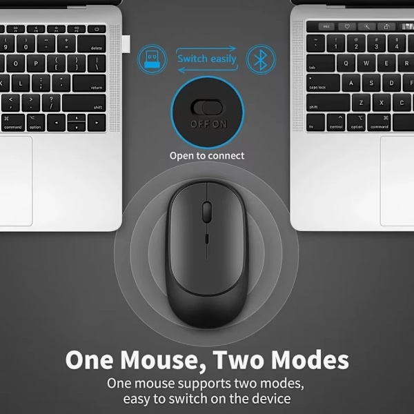 Trådlös mus, laddningsbar mus, spelmus, dubbla lägen, Bluetooth-kompatibel 2,4G USB, tyst mus för bärbar dator, surfplatta, Macbook, mus C with adapter