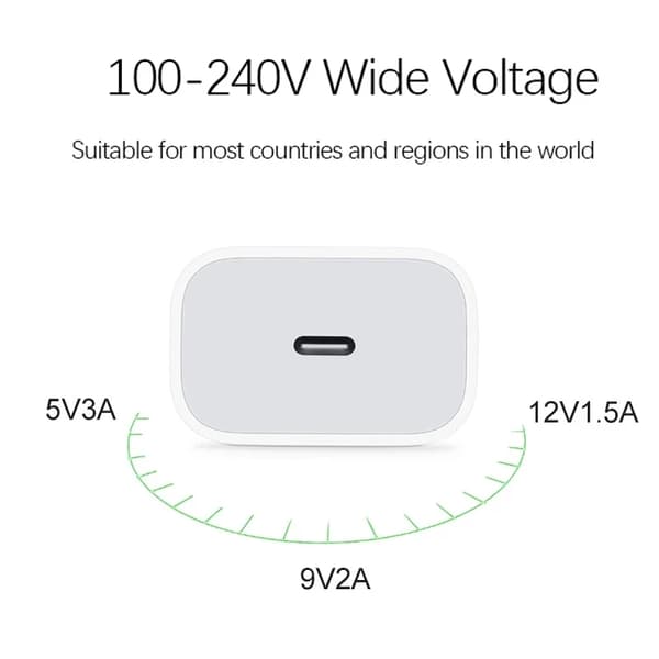 2025 20W USB-C Strömadapter För iphone 16 15 14 13 mini Pro Max Typ C snabbladdare för Apple Kabel för iPhone 12 Plus 1M - USB-C Cable