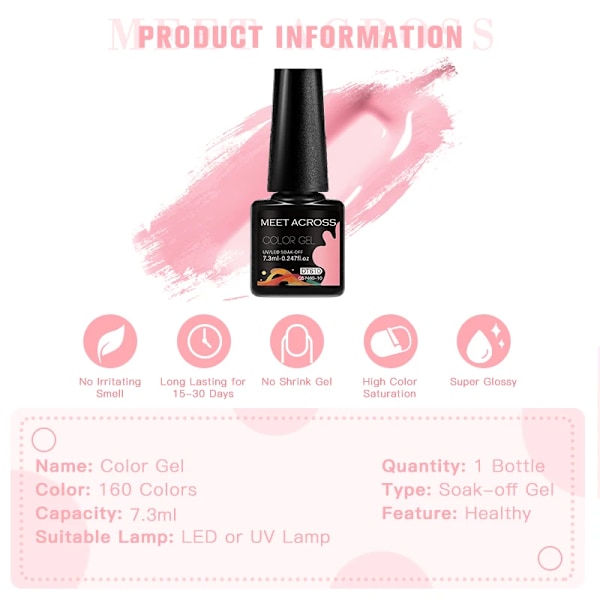 MEET ACROSS 6-pack Gel Nagellack Set Lila Blå Vår Sommar Allt För Dekoration UV Gel Vernis Långvarig Nagelkonst Manikyr ZH24125