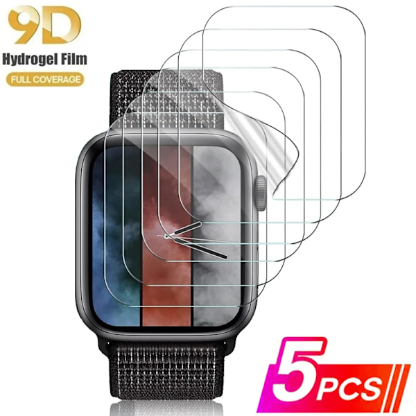 5 st Hydrogel Film för Apple Watch 46MM 44MM 40MM 45MM 41MM 42MM 49MM 38MM Skärmskydd iwatch serie Ultra 9 8 7 SE 6 5 S10 Series 4-5-6-SE 40MM 5PCS Hydrogel Film