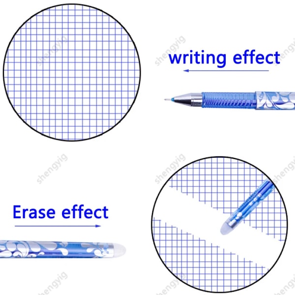 100 st/ set Kawaii Erasable Refill Raderbara pennor Gel Pen skiss Skriva brevpapper för anteckningsbok skolmaterial söta barn penna 100 Blue Refills