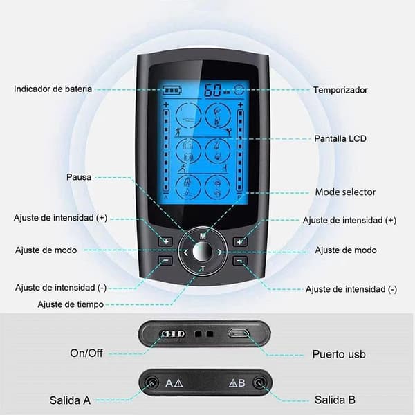 Tens Muscle Stimulator 36-Mode Electric EMS Akupunktur Kroppsmassage Digital Therapy Bantning Machine Elektrostimulator Gel Patch Set