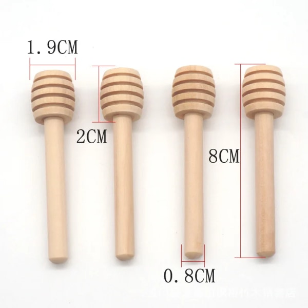 5 st/lot 8 cm Långt handtag Trä Honey Stir Bar Praktisk honungsblandning för kaffemjölk Te Köksverktyg Stick Burk Skedtillbehör 50pcs