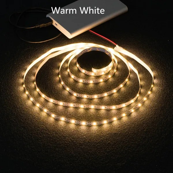 3AA Batteri Power Led Strip Light SMD2835 50cm 1M 2M 3M 4M 5M Flexibel belysning Bandtejp Vit/Varmvit Strip Bakgrundsbelysning warm white 2m