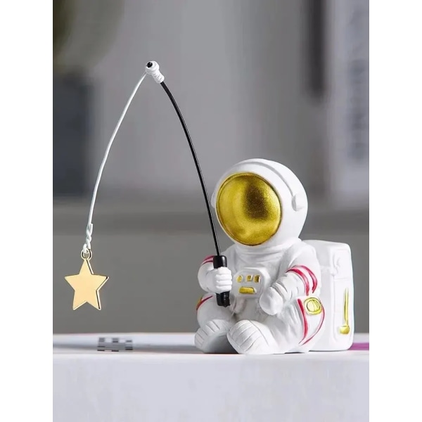 Kreativ Mini Astronaut Statyett För Barnrum Office Dator Skrivbord Dekoration Astronaut piggy bank-Silver See Options