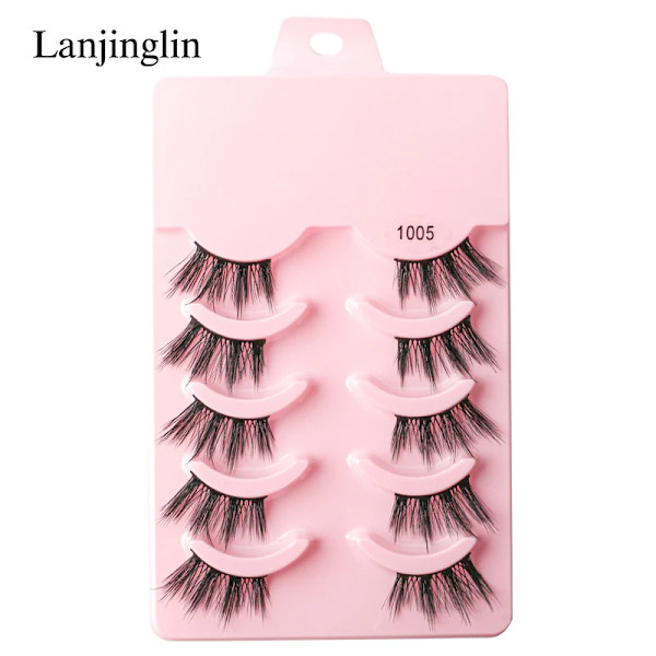 Half Eey Lashes 3/5/10 Par Nya Faux Mink Lashes Naturliga Falska Ögonfransar Wispy Fluffig Ögonfrans Extension Makeup Halv Lashes Verktyg 5pairs-1005