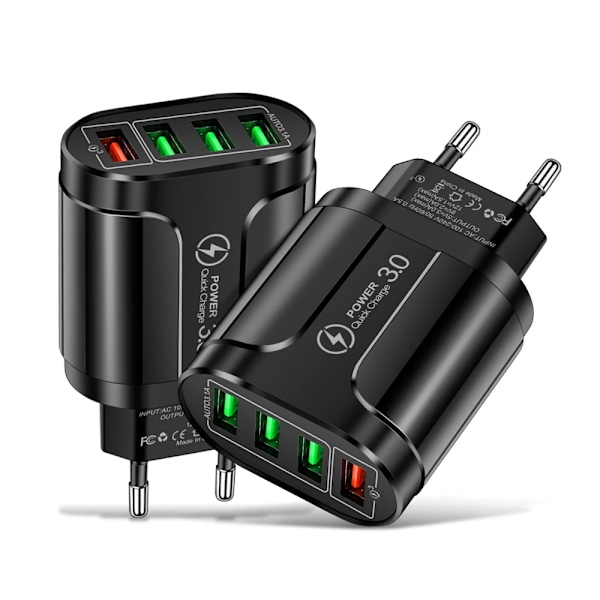 4 45W Laddare Snabbladdning QC 3.0 Laddning För iPhone 15 14 Samsung Xiaomi Mobil 4 Portar EU US Adapter Resa EU Charger and Cable