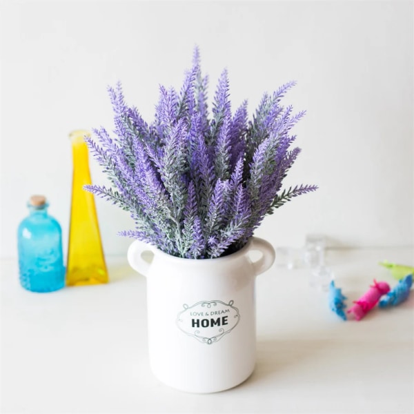 1 bunt konstgjorda blommor Romantisk lavendel Provence Plast Hemdekorativ vas för bröllopsinredning Korn jul falska växt Purple 1pcs