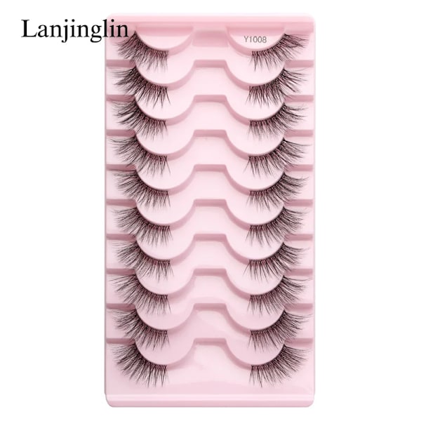 Half Eey Lashes 3/5/10 Par Nya Faux Mink Lashes Naturliga Falska Ögonfransar Wispy Fluffig Ögonfrans Extension Makeup Halv Lashes Verktyg 10pairs-Y1008