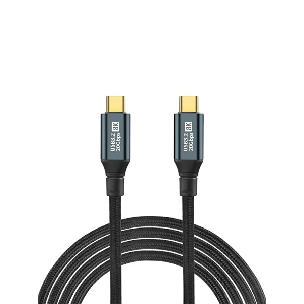 NNBILI PD100W USB3.2 Gen2 20Gbps 8K@60Hz Thunderbolt3 USB-C till C Kabel 5A Snabbladdning för iPhone 15 Pro Max MacBook PC Laptop black 1m