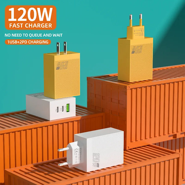 Xiaomi Snabbladdare 120W ny Quick Charge 3.0 USB PD 2-i-1 För iPhone Huawei Samsung Xiaomi Generisk EU US Snabbladdning Fast Charge Cable