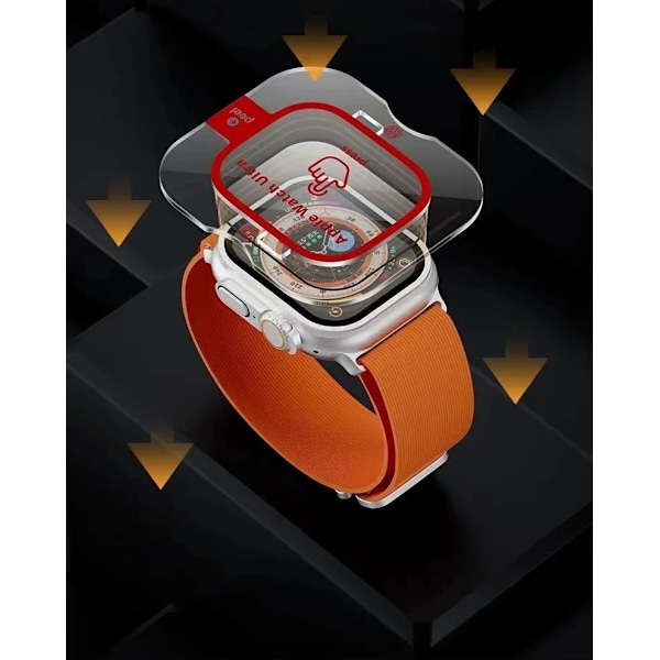 Härdat glas för Apple Watch Ultra 2 49mm Repskydd Skärmskydd för IWatch Ultra Sekunders Installation Skyddsfilm HD black border 5PCS