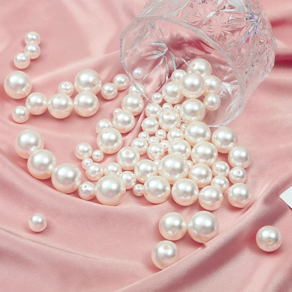 3-20 mm 10-1000 st rakt hål ABS-imitation pärlbeige vitt armband med runda pärlor för att tillverka smycken style3