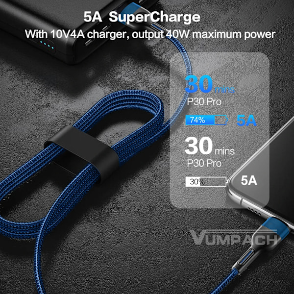 Vumpach USB typ C-kabel Snabbladdningsdatakabel Laddarkabel c För iphone 15 Samsung s21 A51 xiaomi mi 10 redmi huawei Kabel Red 2m
