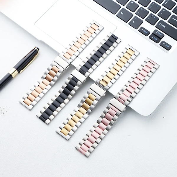 20mm 22mm Rostfritt Stål Armband För Amazfit GTS/4/2/2e/3/GTS2 Mini/GTR 47mm/GTR 4 3 2 Pro Metall Klockarmband bip 3 3Pro 5 Rem KK-Silver 20MM