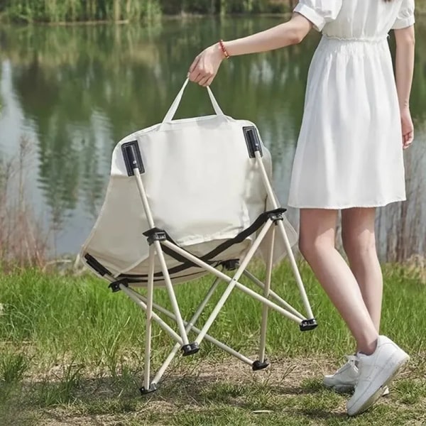 Utomhusfällbara stolar, Månstolar, Bärbara Loungestolar, Fiskestolar, Camping, Picknick, Fritidsstrandstolar, Mazha 1 Moon chair (white)